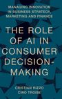 "Managing Innovation in Business Strategy, Marketing and Finance: The Role of AI in Consumer Decision-Making" von Cristian Rizzo und Ciro Troise. Geometrische Muster im Hintergrund.