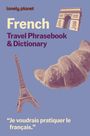 "French Travel Phrasebook & Dictionary". Ein Croissant, der Eiffelturm und der Arc de Triomphe sind zu sehen.
