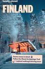 Text: "Sauna scene in detail. Follow the Åland Archipelago Trail. Lapland walking & driving tours." Winterliche Hütte im Wald.