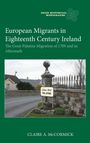 Grüner Buchumschlag mit Text: "European Migrants in Eighteenth Century Ireland" und Straßenfoto mit Schild "Cnoc Ard Palatine".