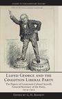 "Lloyd George and the Coalition Liberal Party" steht unten. Illustration: Ein Mann auf Fässern mit "COALITION LIBERALS".