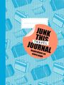 Text: "JUNK THIS TRAVEL JOURNAL Inspirations on every page." 
Hintergrund: Blaue Koffer-Illustrationen auf welligem Muster.
