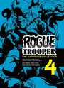 "ROGUE TROOPER - THE COMPLETE COLLECTION 4". Illustration: Blauer Soldat mit Helm und Waffe, kontrastreicher Stil.