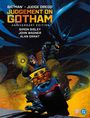 Oben: BATMAN · JUDGE DREDD, JUDGEMENT ON GOTHAM, ANNIVERSARY EDITION. Bilder von Batman und Judge Dredd dynamisch gezeichnet.