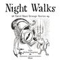 "Night Walks", "Hari & Musci Strange Stories", "Words Michael Pergolani", "Illustrations, Characters & Stories Moss". Skurrile Katze und Hund bei einem Kerzenhalter.