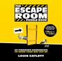 "The Escape Room Puzzle Book" in großen weißen Buchstaben auf gelbem Hintergrund; eine Hand zeigt mit einem Pfeil.