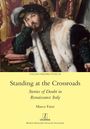 "Standing at the Crossroads" von Marco Faini. Mann im historischen Gewand lehnt nachdenklich, opulente Vorhänge im Hintergrund.