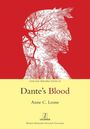 "ITALIAN PERSPECTIVES 59", "Dante’s Blood", "Anne C. Leone". Silhouette von Dante aus Baumästen auf rotem Hintergrund.