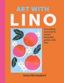 "ART WITH LINO" und "Anna Hermsdorf" stehen auf einem orangefarbenen Hintergrund. Drei Orangen mit Blättern und Blüten.