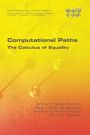 "Computational Paths: The Calculus of Equality" in blauer Schrift auf gelbem und rotem Hintergrund, Molekül-Illustration.