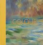 Text: "COLOUR", "THE NATIONAL GALLERY". Illustration: Abstrakte, farbenfrohe Striche mit Wasser- und Erdtönen, gelber Rand.