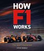 "HOW F1 WORKS" steht groß über zwei Rennwagen im Drift, unter Funkenflug. Darunter: "The sport explained" und "Steve Rendle".