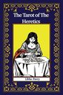 "The Tarot of The Heretics," Libba Pavry. Illustration: Frau legt Tarotkarten auf Tisch, umrahmt von blauer Verzierung.