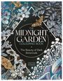 "The Midnight Garden Colouring Book. The Beauty of Dark Botanicals. Stratten Peterson." Illustration von Pflanzen und Motten.