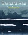 "Barbara Rae: Charting South". Illustration mit abstrakten, dunklen Landschaftsformen und blauen Farbtönen.