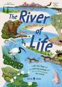 "The River of Life" und "A lift-the-flap book... around the world". Tiere an einem Fluss: Bär, Vögel, Fische, Otter.