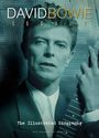 Oben steht "DAVID BOWIE LEGACY". Darunter sieht man einen Mann im Anzug, der eine Gitarre hält.
