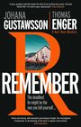 "REMEMBER" in Weiß auf schwarzem Hintergrund, roter Buchstabe "R" mit Bild einer alten Scheune.