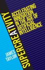 "ACCELERATING INNOVATION IN THE AGE OF ARTIFICIAL INTELLIGENCE." Blau-schwarzer Hintergrund, gelber Text.