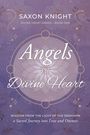 "Saxon Knight: Divine Heart Series – Book One. Angels of the Divine Heart. Hintergrund: Lila Muster mit goldenen Symbolen."