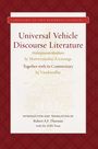 „Universal Vehicle Discourse Literature“. Rot-goldenes Muster, stilisierte Lotusblume.