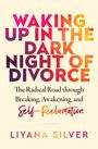 Buchtitel in bunten Buchstaben: "WAKING UP IN THE DARK NIGHT OF DIVORCE". Autor: Liyana Silver. Heller Hintergrund.
