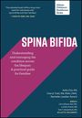 "Spina Bifida" in großen weißen Buchstaben auf dunkelblauem Hintergrund mit magentafarbenem Dreieck. Autoren unten.