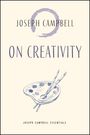 Buchtitel: "On Creativity" von Joseph Campbell. Illustration einer Malpalette mit Pinseln.