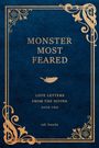 "MONSTER MOST FEARED. LOVE LETTERS FROM THE DIVINE. BOOK TWO. adi kanda." Goldene Verzierungen auf blauem Hintergrund.