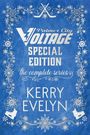 "Palmer City Voltage Special Edition, the complete series, Kerry Evelyn." Eiskristall-Muster und Eishockeymotive umrahmen den Text.
