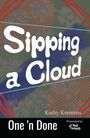 "Sipping a Cloud" von Kathy Kremins. Buntes abstraktes Muster mit Linien und Punkten in Rot und Blau.