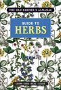"GUIDE TO HERBS" in gelber Schrift auf blauem Hintergrund. Illustration von verschiedenen Kräutern und Pflanzen.