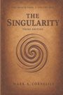 "The Ruach Saga Volume One The Singularity Third Edition Mark A. Cornelius", spiralförmiges Relief auf braunem Hintergrund.