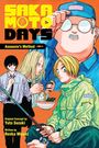 "Sakamoto Days" und "Assassin’s Method" stehen in gelb und schwarz. Darunter drei Manga-Figuren, einer isst, einer angelt.