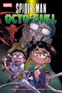 Titel: "Spider-Man Octo-Girl". Zwei Kinder in Schuluniformen mit Robotertentakeln. Im Hintergrund Spider-Man und Bösewicht.