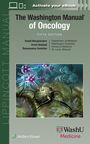 „The Washington Manual of Oncology, Fifth Edition“ steht oben, darunter Autoren und die Universität. Illustration mit Zellen.