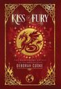 "Kiss of Fury", "The Dragonfire Novels", "Deborah Cooke". Ein Drache in rotem und goldenem Ornamentstil.