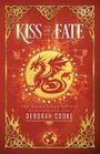 „Kiss of Fate“, „The Dragonfire Novels“, „Deborah Cooke“. Illustration mit Drachen und keltischen Mustern auf rotem Hintergrund.