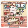 "SNUGGLY TEA TIME" steht oben; unten "Cosy Colo". Illustration: Hase mit Kuchen und Küken auf Küchentheke.