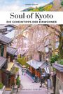 "Soul of Kyoto" und "DIE GEHEIMTIPPS DER EINWOHNER". Blühende Kirschbäume über traditionellen Häusern.