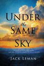 „Under the Same Sky“ von Jack Leman, Roman über Liebe und Krieg. Im Hintergrund ein dramatischer Himmel mit Sonnenuntergang.