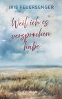"Iris Feuersenger: Weil ich es versprochen habe. Roman." Illustration: Hubschrauber über einer Landschaft mit Gräsern.