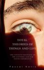 Text: "TOTAL THEORIES OF THINGS AND LIFE. THE INFINITE EXISTENCE…". Nahaufnahme eines Auges mit Spiegelung.