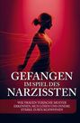„Gefangen im Spiel des Narzissten“ ist der Titel. Silhouette einer Frau, von roten Linien umgeben.