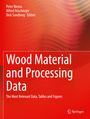 "Wood Material and Processing Data" steht groß, darunter "The Most Relevant Data, Tables and Figures". Roter Hintergrund.