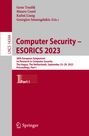: Computer Security ¿ ESORICS 2023, Buch