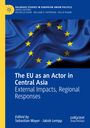 "The EU as an Actor in Central Asia: External Impacts, Regional Responses" steht auf blauem Hintergrund mit EU-Sternen.