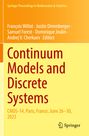 Text: "Continuum Models and Discrete Systems. CMDS-14, Paris, France, June 26–30, 2023." Gelber Hintergrund, Springer-Logo.