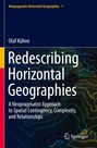 "Redescribing Horizontal Geographies" von Olaf Kühne, Neopragmatist Ansatz, abgebildet auf einem bunten, kartografischen Hintergrund.