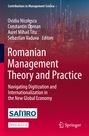 Titel: Romanian Management Theory and Practice. Roter Hintergrund mit Stadtsilhouette und Lichtpunkten. Logo: SAMRO.